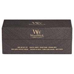 Dárková sada svíček WoodWick 3x malá, Coastal Sunset & Solar Ylang & Evening Onyx