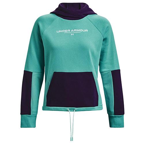 Under Armour Rival + Fleece Hoodie für Damen - Farbe: Grün, Größe: L