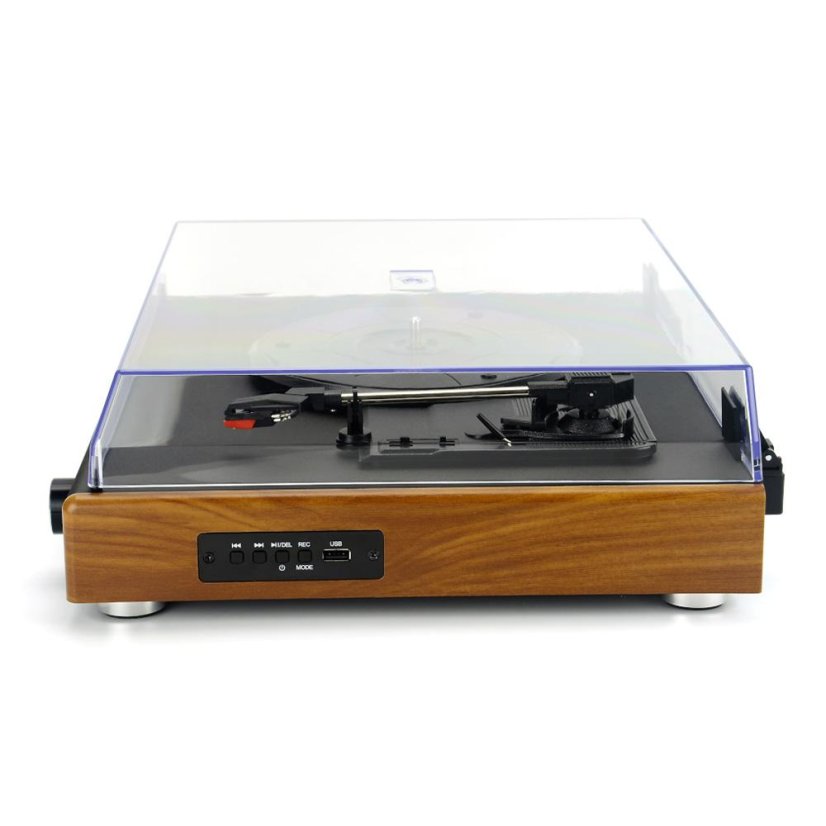 AKAI ATT-240SP black-wood turntable with speakers