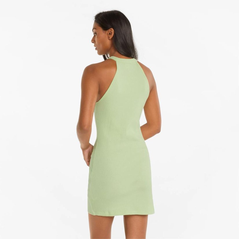 Women's Puma Classics Ribbed Sleeveless Dress Pistachio Green - Color: Green, Size: XS