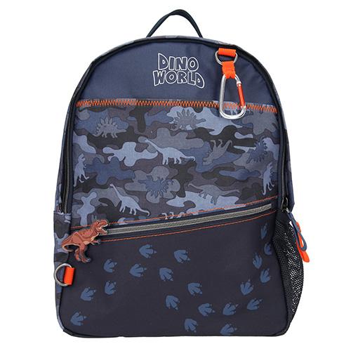 Dino World children's backpack with carabiner and dinosaur pendant