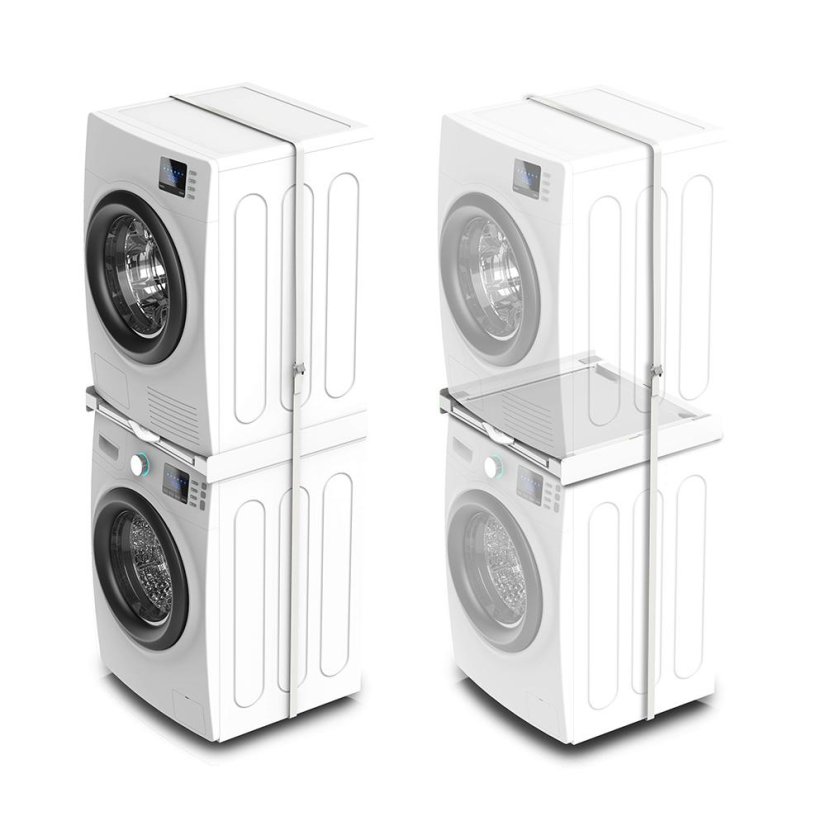 Universal spacer between washing machine and dryer with wooden shelf Meliconi Torre Green+, 656129 white