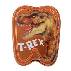 Dino World T-Rex narancssárga fém fogdoboz