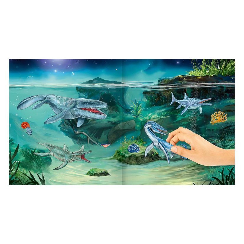 Kreatywny zeszyt z naklejkami Dino World Sticker World