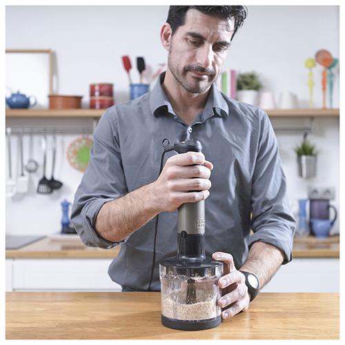 Tyčový mixér s příslušenstvím Black+Decker BXHBA1200E nerez