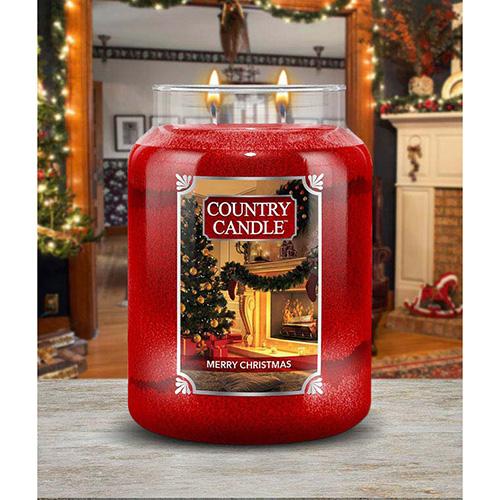 Świeca Country Candle duża, Merry Christmas