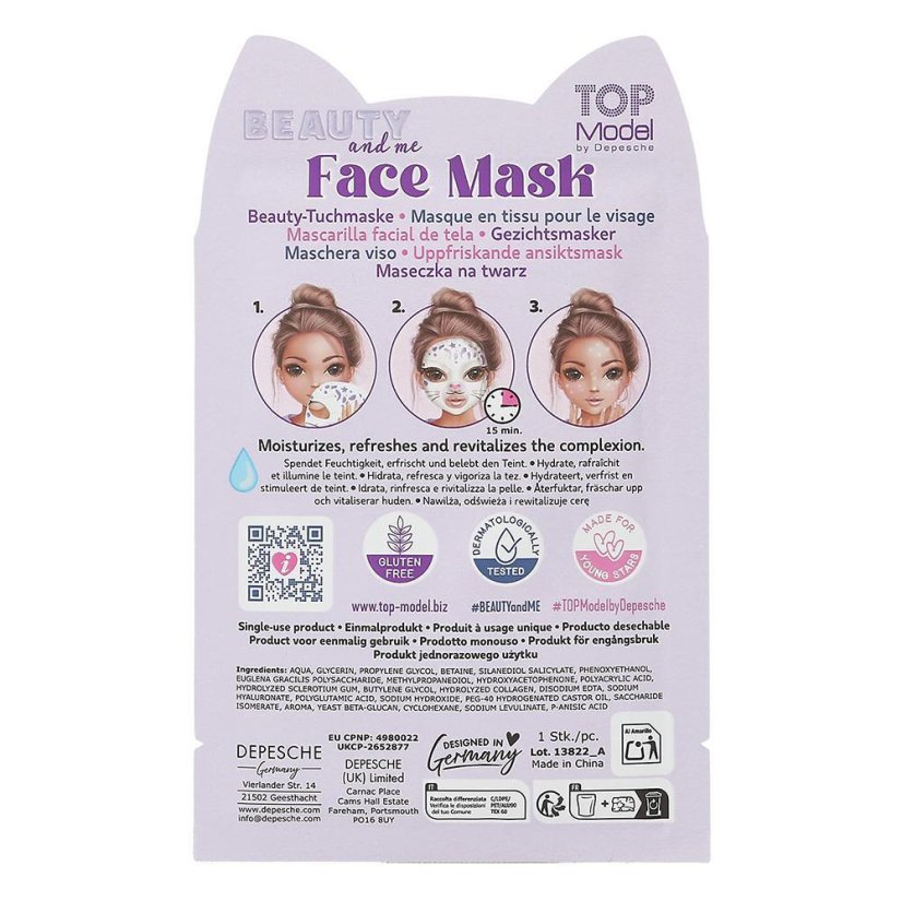 Top Model Beauty & Me Fergie animal-themed face mask