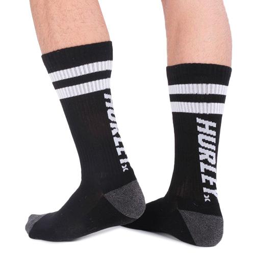 Hurley Extended Terry Crew Men's Socks - Color: Black, Size: 44 - 47.5