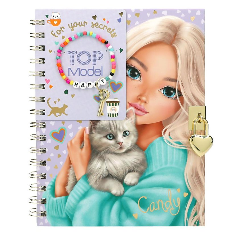 Deník se zámkem a náramkem Happy Top Model, Candy