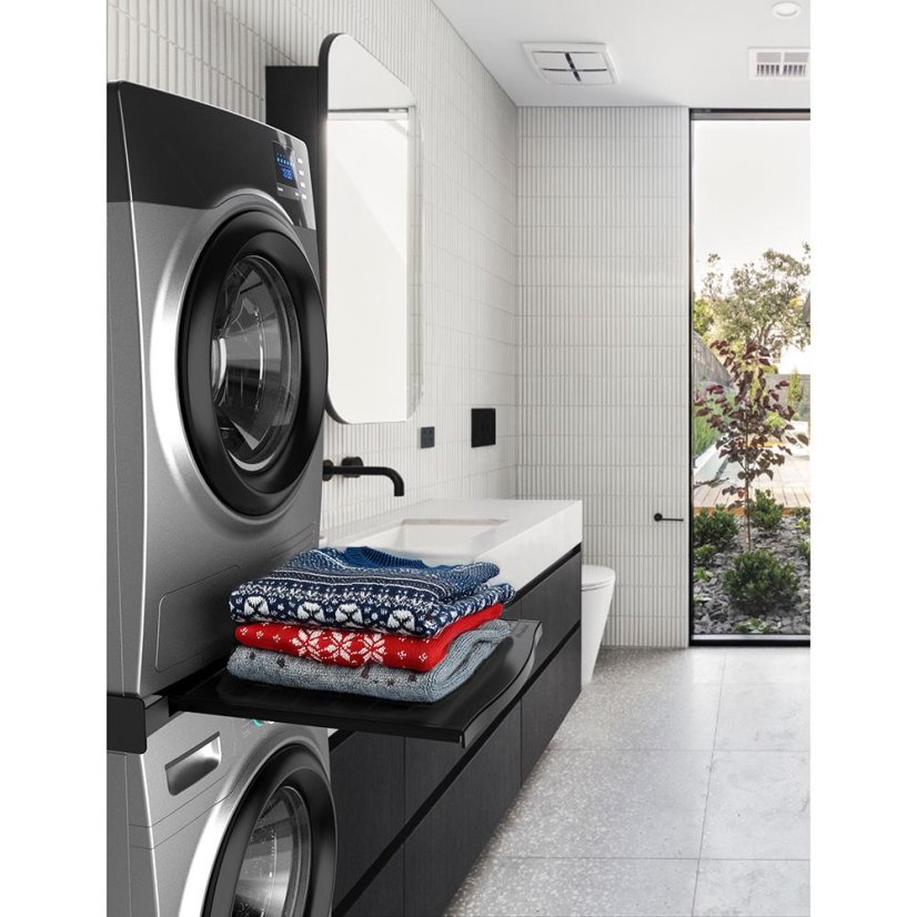 Universeller Zwischenraum zwischen Waschmaschine und Trockner mit ausziehbarem Regal Meliconi Torre Black 656136 schwarz