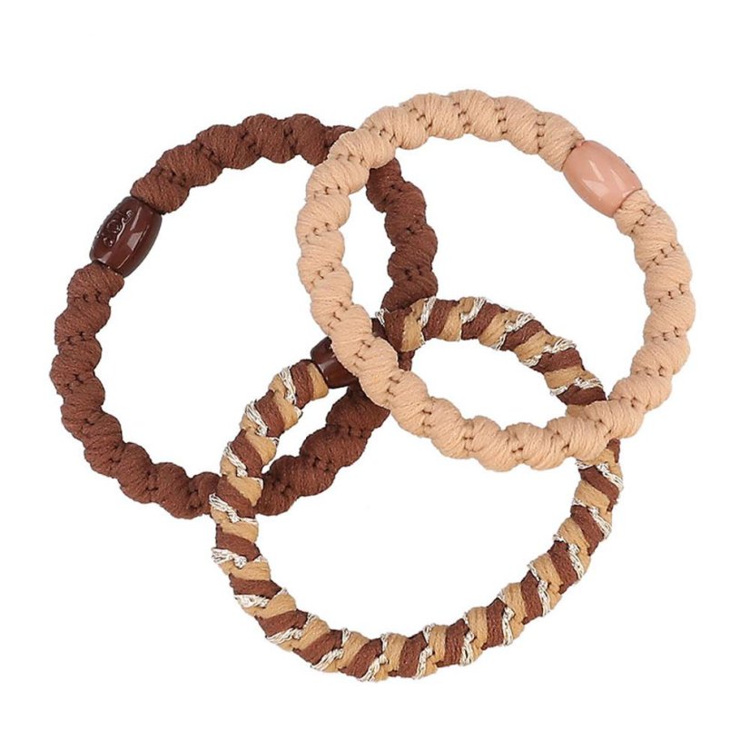 Set of 3 Top Model hair ties, brown shades