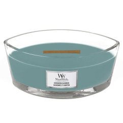 Svíčka WoodWick loď, Evergreen Cashmere