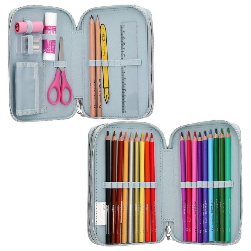Two-tier pencil case with Miss Melody accessories, white horse
