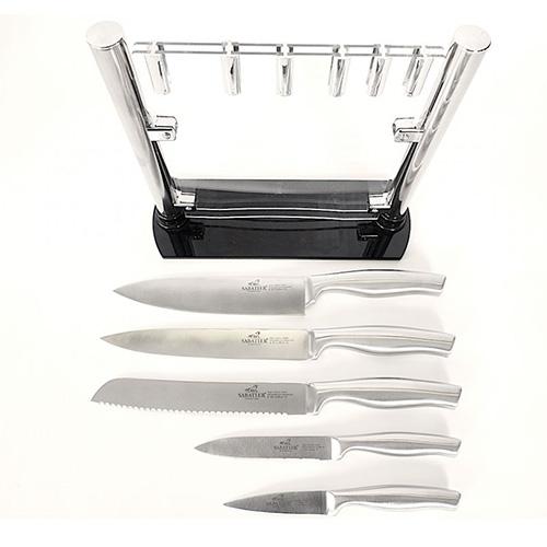 Knife block + 5 Lion Sabatier International knives 669582 FUJI silver