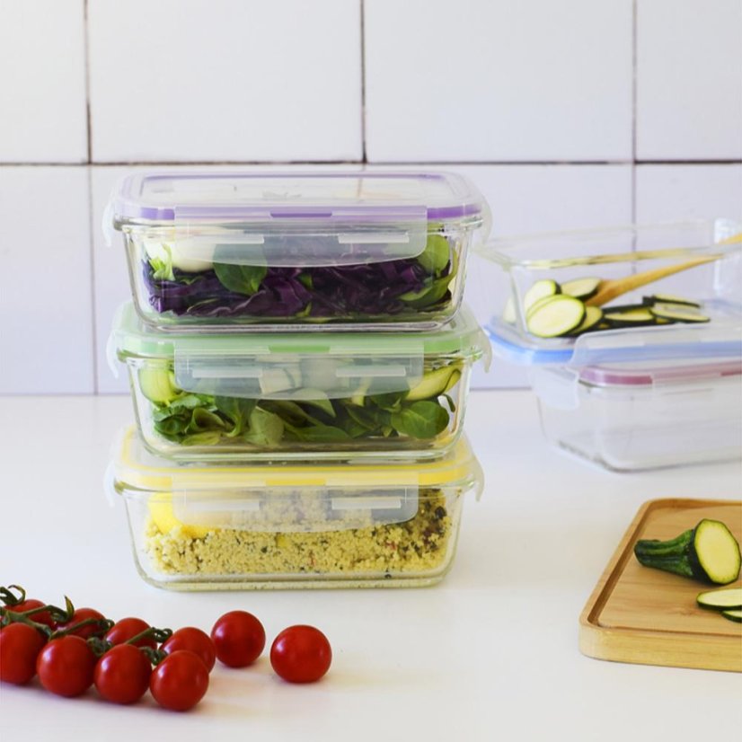 Set mit 5 Glasbehältern Pebbly PKV-5SRB, 850 ml