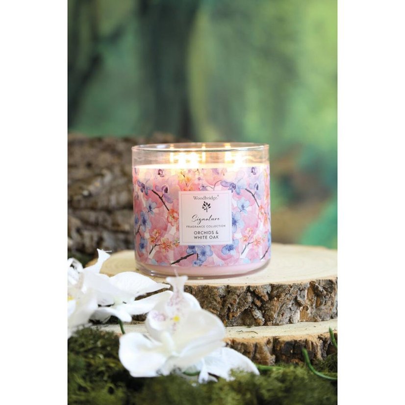 Świeca Woodbridge Signature, Orchids & White Oak
