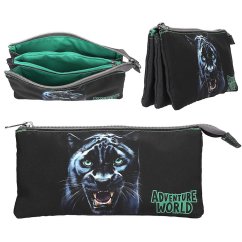 Školní penál na zip Adventure World Panther
