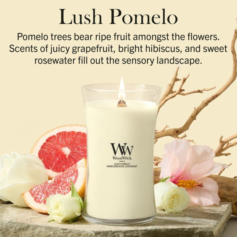 WoodWick nagy gyertya, Lush Pomelo
