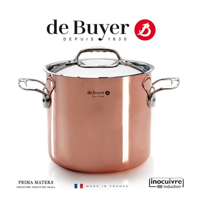 Főzőedény fedéllel, magas, de Buyer Prima Matera 6244.20, 20 cm