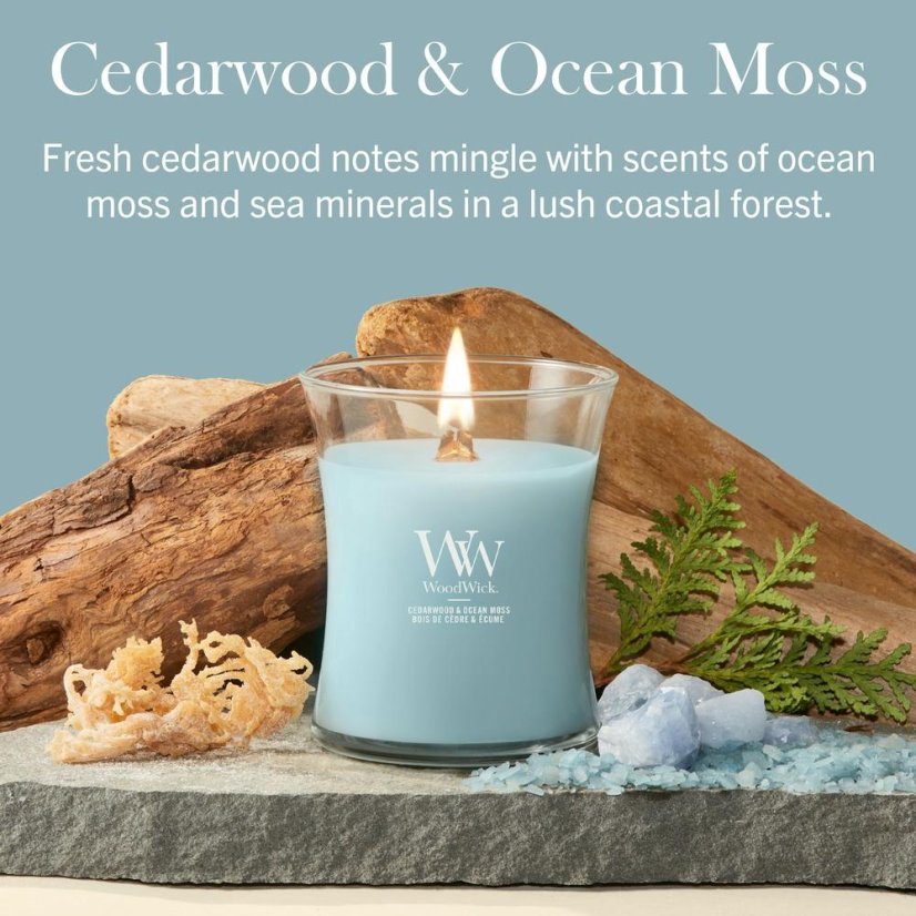 WoodWick Medium Candle, Cedarwood & Ocean Moss