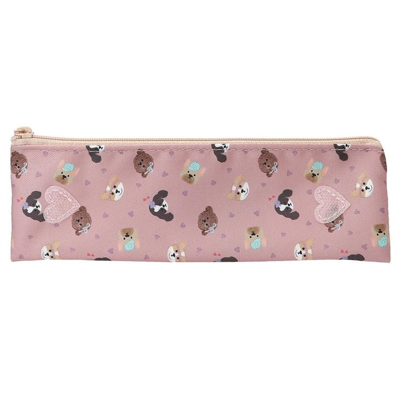 Single-layer pencil case with accessories and Kitty & Doggy pocket