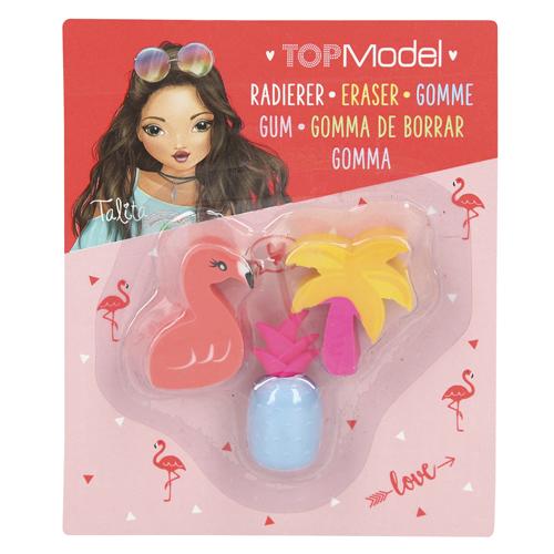Top Model erasers, 3 pcs, flamingo, pineapple, palm tree