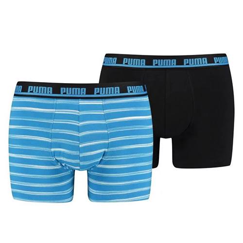 Męskie bokserki Puma Spacedye Stripe 2P - Kolor: Czarny/niebieski, Rozmiar: M