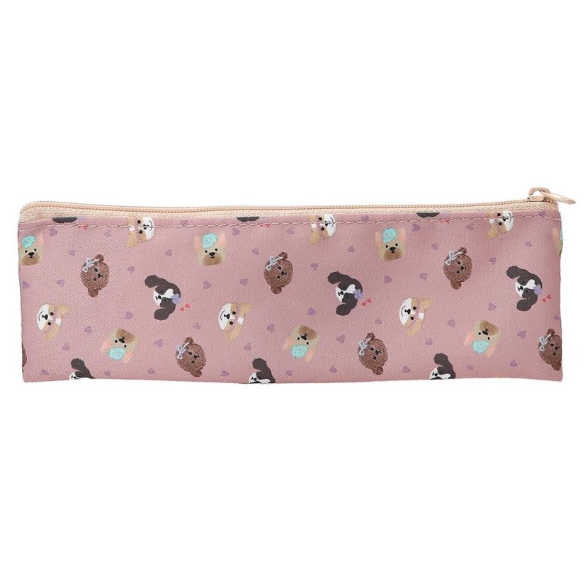 Single-layer pencil case with accessories and Kitty & Doggy pocket