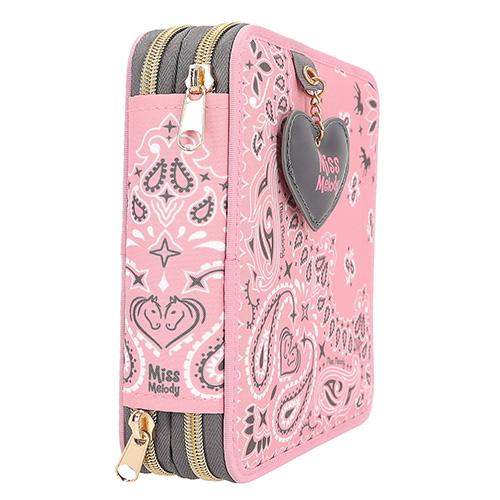 Miss Melody pencil case with accessories, bandana pattern, 2 layers