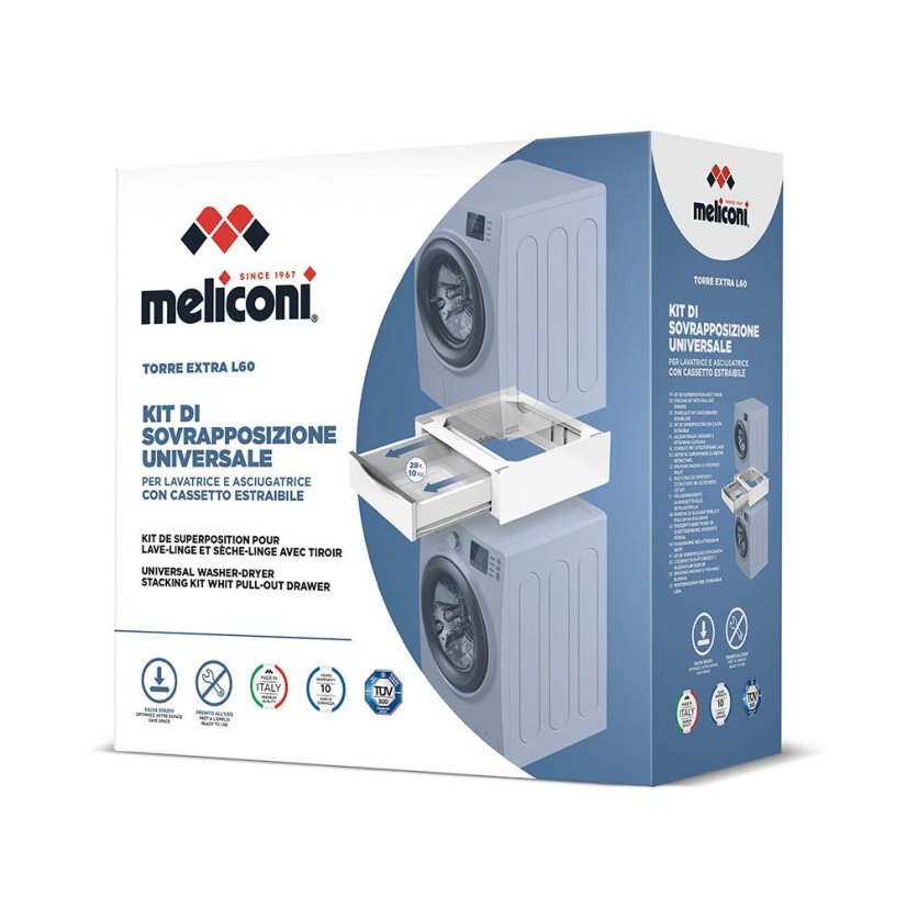 Kombinácia práčky a sušičky s výsuvnou zásuvkou Meliconi 656112 Torre Extra L60 biela