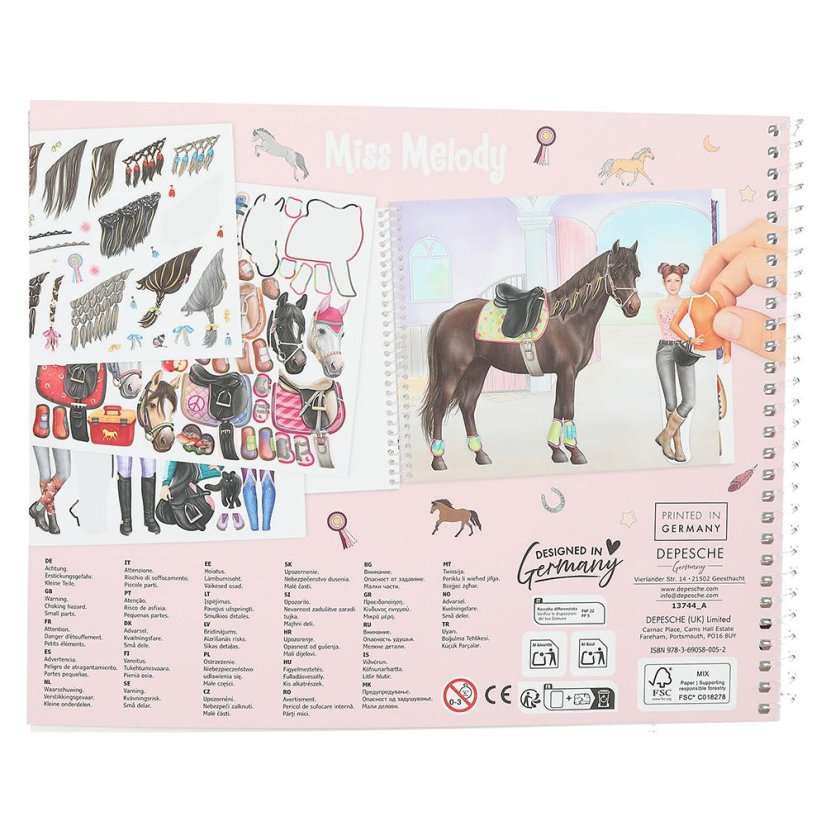 Kreatives Heft mit Miss Melody-Aufklebern