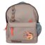 Dino World children's backpack, T-Rex patch, khaki brown