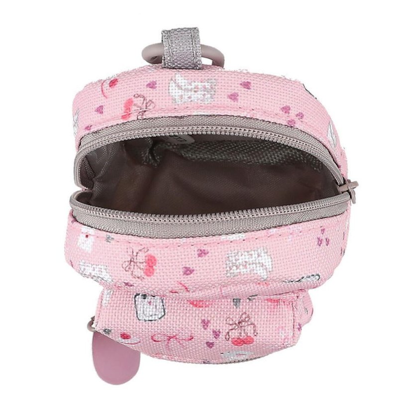 Anhänger Mini-Rucksack mit Karabinerhaken Top Model, Herzverzierung, grauer Reißverschluss