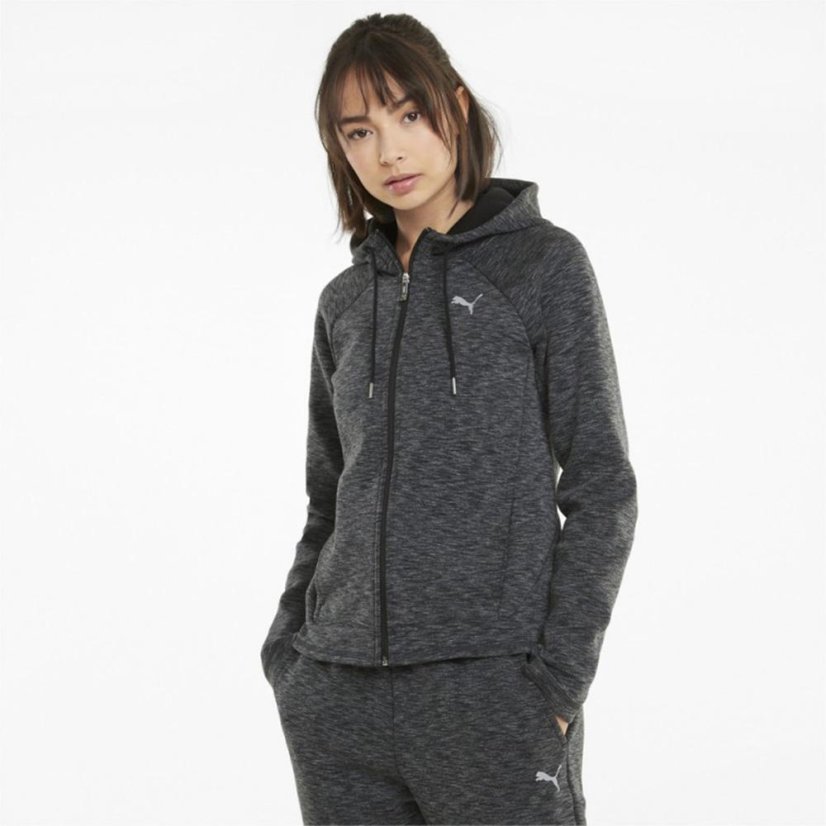 Damen-Sweatshirt Puma EvoStripe Full-Zip Hoodie - Farbe: Grau, Größe: XS