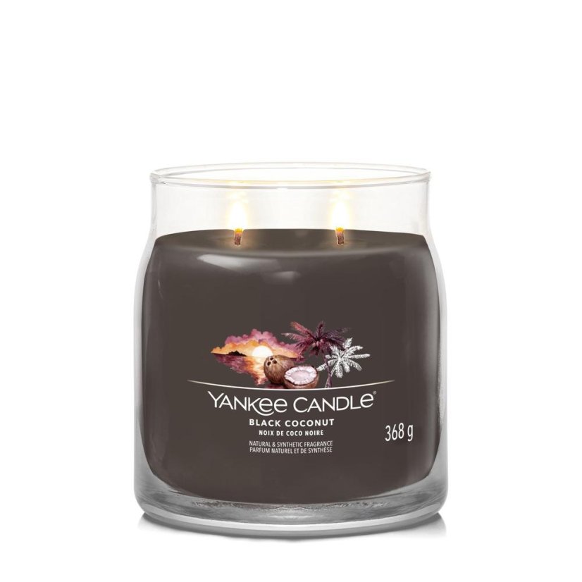 Yankee candle Signature közepes méretű gyertya, Black Coconut