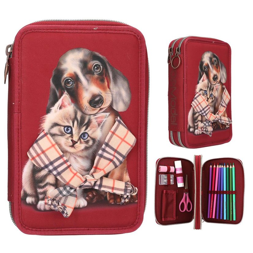 Two-tier pencil case with Top Model Fur Ever Friends accessories