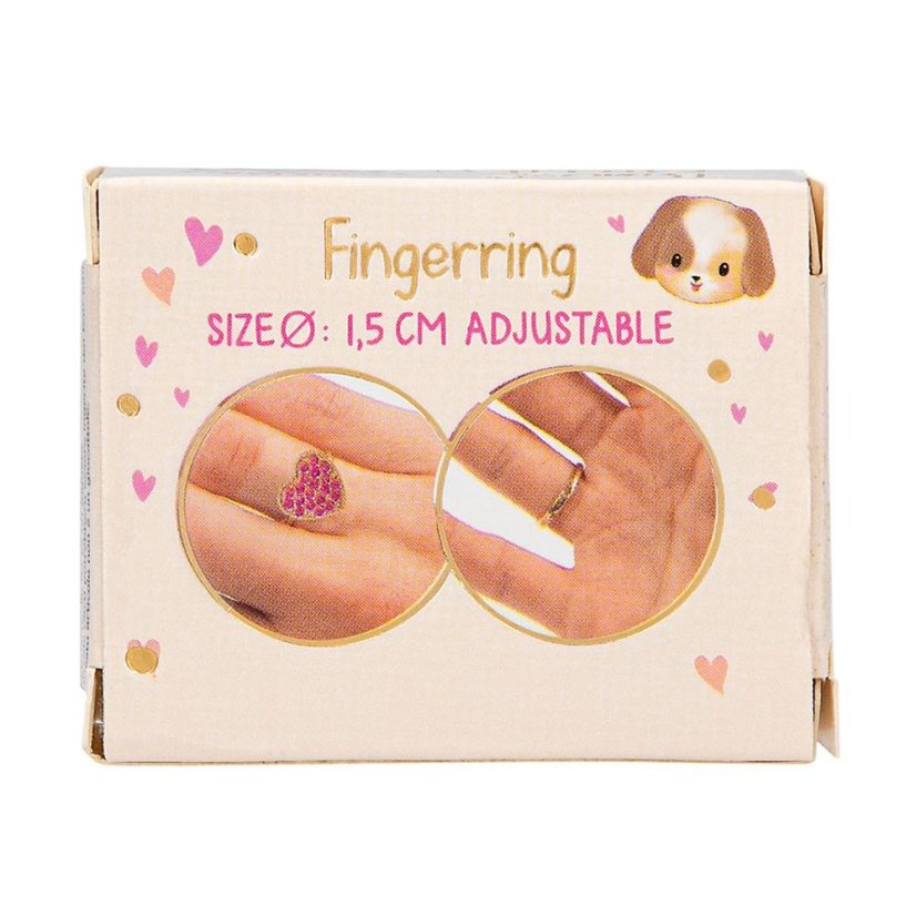 Verstellbarer Ring mit Strasssteinen Princess Mimi – Herz mit roten Strasssteinen