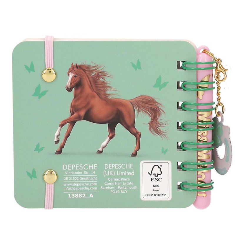 Miss Melody Mini Notebook with Ballpoint Pen, Brown and White Horse