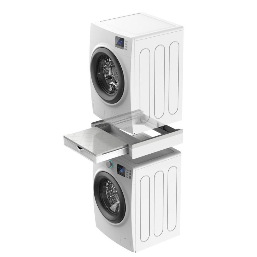 Universal spacer between washing machine and dryer with pull-out drawer and storage shelf Meliconi Torre Duo 656123 white