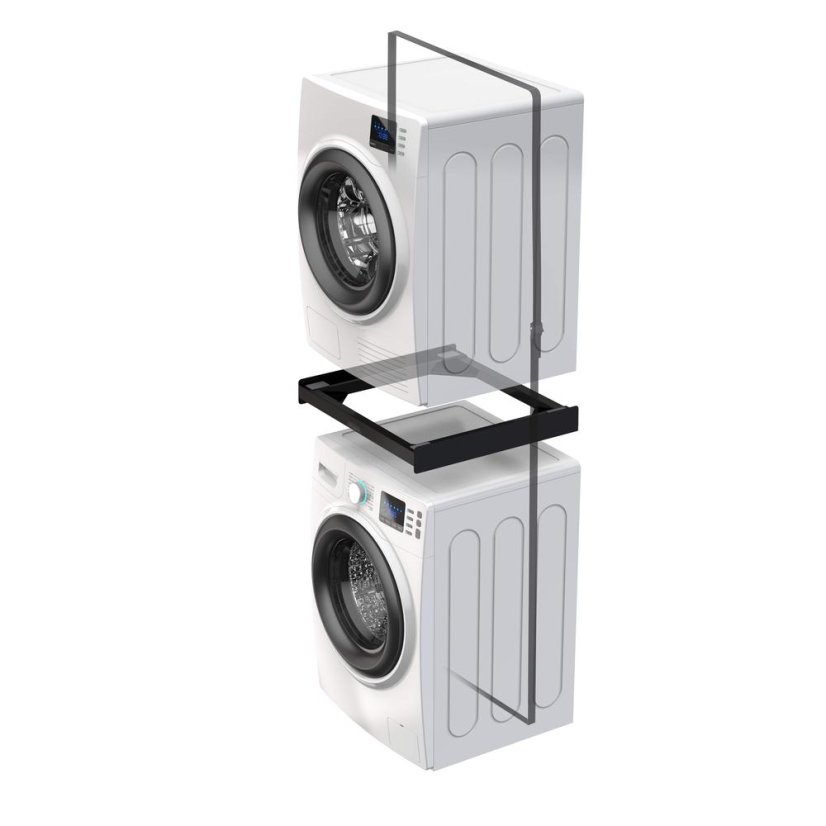 Meliconi 656138 Torre Noir Black Washer-Dryer Combo