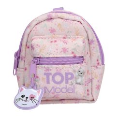 Mini-Rucksack mit Karabinerhaken und Accessoires Top Model – Kätzchen, violetter Reißverschluss