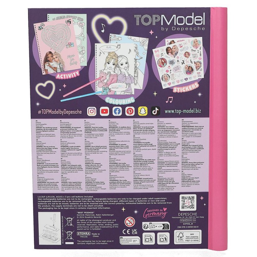 Kreatives Malbuch mit LED-Lichtern und Musik Top Model My BFF