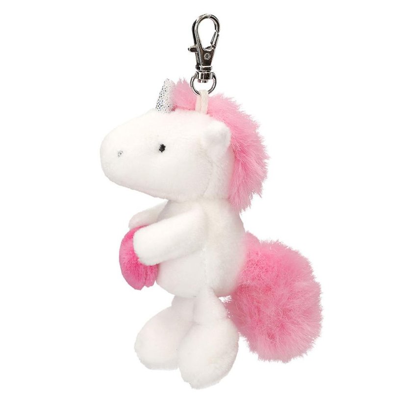Plush unicorn keychain with Ylvi carabiner, pink heart