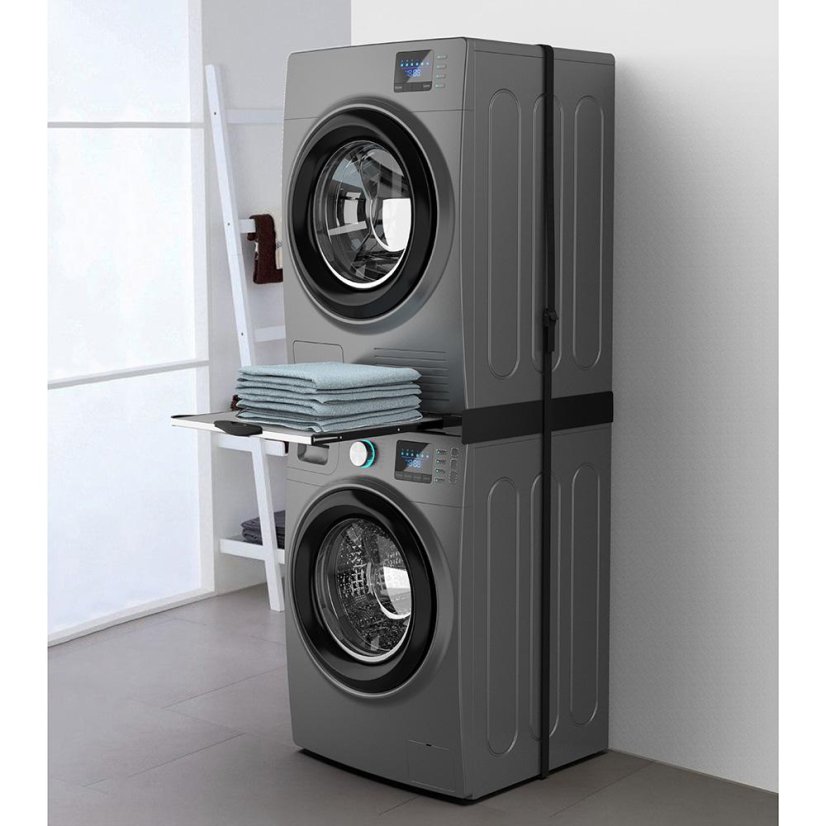 Universal adapter between the handle and the dryer with a wooden shelf Meliconi Torre DARK 656128 black