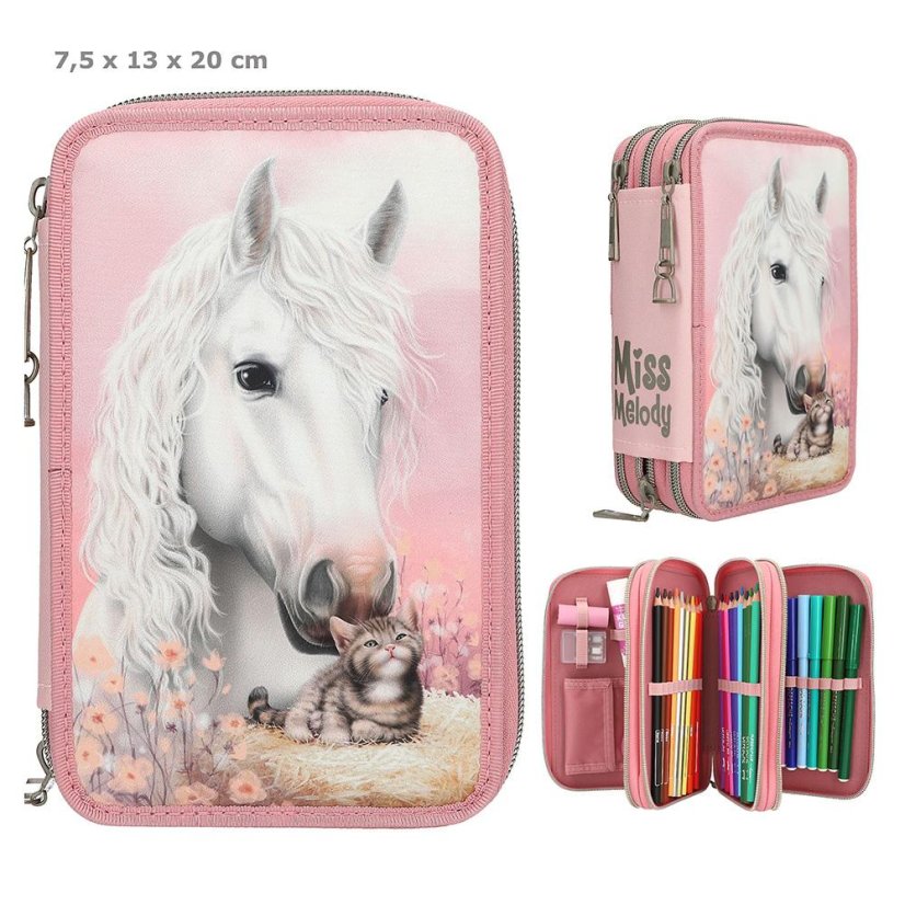 Three-tier pencil case with Miss Melody True Friends accessories