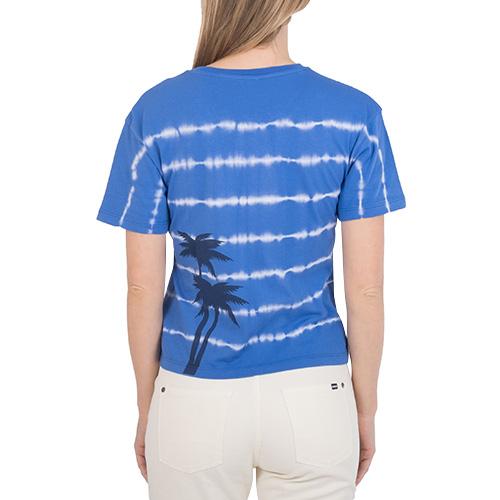 Hurley Ocencare Palm Stripes Women's T-Shirt - Color: Blue, Size: XS