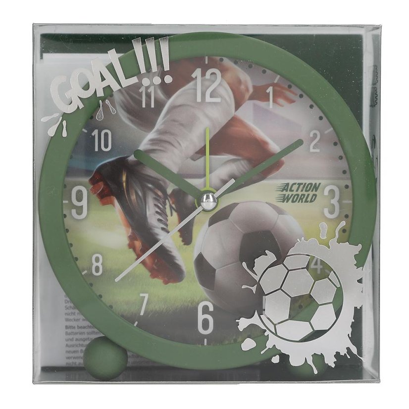 Action World Table Alarm Clock with Light, Soccer Theme