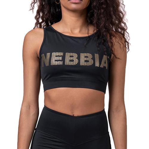 Dámský top Nebbia Gold Mesh Mini Top - Barva: Černá, Velikost: S