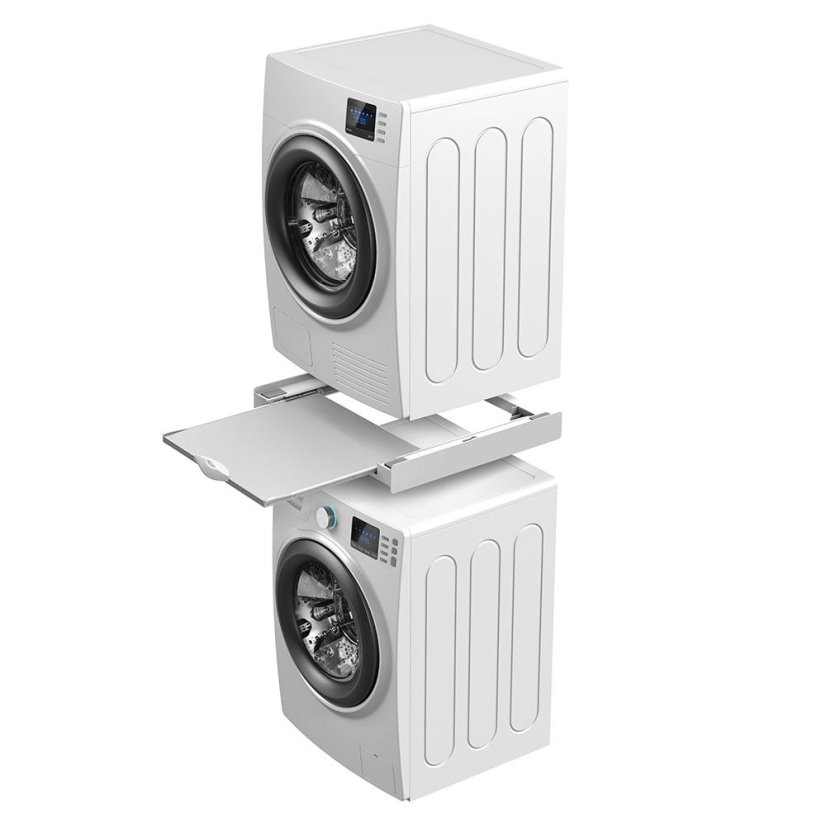 Universal spacer between washing machine and dryer with wooden shelf Meliconi Torre Green+, 656129 white