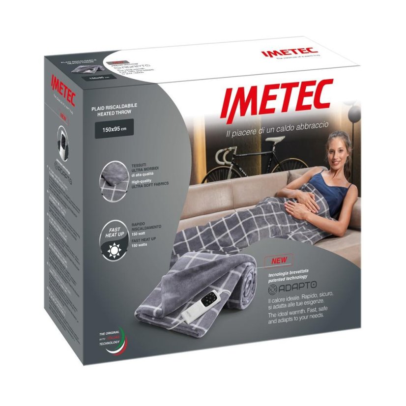 Imetec Adapto Velvet Squar 16775 sivá vyhrievaná deka